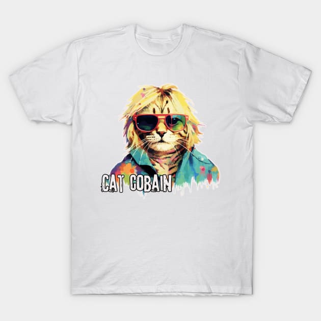 Cat Cobain for cat and grunge lovers T-Shirt by Sketchy Pedals